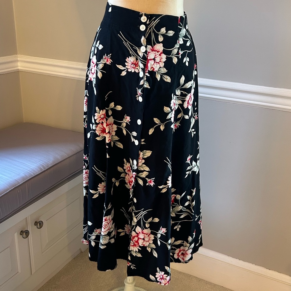 Vintage Floral Midi Skirt Large